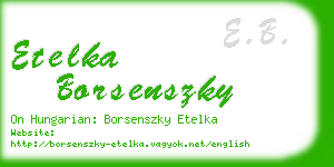 etelka borsenszky business card